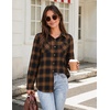 Zeagoo Womens Flannel Plaid Shirts Long Sleeve Button Down Tops Work Blouse(Brown)