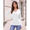 Zeagoo Womens Shirts Long Sleeve Tops V Neck Casual Basic Tee Fall Outfits(A-white)
