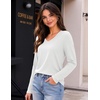Zeagoo Womens Shirts Long Sleeve Tops V Neck Casual Basic Tee Fall Outfits(A-white)