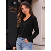 Zeagoo Womens Shirts Long Sleeve Tops V Neck Casual Basic Tee Fall Outfits(Black)