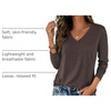 Zeagoo Womens Shirts Long Sleeve Tops V Neck Casual Basic Tee Fall Outfits(Chocolate Brown)