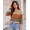 Zeagoo Womens Shirts Long Sleeve Tops V Neck Casual Basic Tee Fall Outfits(Fall Weave Stripe)