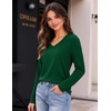 Zeagoo Womens Shirts Long Sleeve Tops V Neck Casual Basic Tee Fall Outfits(Forest Green)