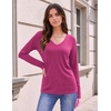 Zeagoo Womens Shirts Long Sleeve Tops V Neck Casual Basic Tee Fall Outfits(Hot Pink)