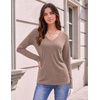 Zeagoo Womens Shirts Long Sleeve Tops V Neck Casual Basic Tee Fall Outfits(Khaki)