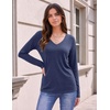 Zeagoo Womens Shirts Long Sleeve Tops V Neck Casual Basic Tee Fall Outfits(Navy Blue)