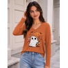 Zeagoo Womens Shirts Long Sleeve Tops V Neck Casual Basic Tee Fall Outfits(Orange Spooky)