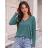 Zeagoo Womens Shirts Long Sleeve Tops V Neck Casual Basic Tee Fall Outfits(Peacock Blue)