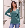 Zeagoo Womens Shirts Long Sleeve Tops V Neck Casual Basic Tee Fall Outfits(Peacock Blue)