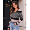 Zeagoo Womens Shirts Long Sleeve Tops V Neck Casual Basic Tee Fall Outfits(Pink Black Print)