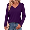 Zeagoo Womens Shirts Long Sleeve Tops V Neck Casual Basic Tee Fall Outfits(Purple)
