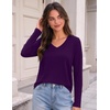 Zeagoo Womens Shirts Long Sleeve Tops V Neck Casual Basic Tee Fall Outfits(Purple)