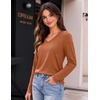Zeagoo Womens Shirts Long Sleeve Tops V Neck Casual Basic Tee Fall Outfits(Rust Orange)