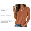 Zeagoo Womens Shirts Long Sleeve Tops V Neck Casual Basic Tee Fall Outfits(Rust Orange)