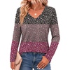 Zeagoo Womens Shirts Long Sleeve Tops V Neck Casual Basic Tee Fall Outfits(Vintage Ditsy Floral)