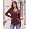 Zeagoo Womens Shirts Long Sleeve Tops V Neck Casual Basic Tee Fall Outfits(Wine Red)
