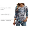 Zeagoo Womens Tops 3/4 Sleeve Blouses Dressy Casual Shirt Pleated Tunic(Bobo Blue 906)