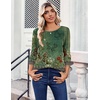 Zeagoo Womens Tops 3/4 Sleeve Blouses Dressy Casual Shirt Pleated Tunic(Bobo Green 839)