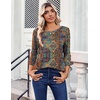Zeagoo Womens Tops 3/4 Sleeve Blouses Dressy Casual Shirt Pleated Tunic(Boho Multicolor 721)