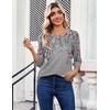 Zeagoo Womens Tops 3/4 Sleeve Blouses Dressy Casual Shirt Pleated Tunic(Floral Grey 36)