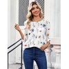 Zeagoo Womens Tops 3/4 Sleeve Blouses Dressy Casual Shirt Pleated Tunic(Floral White 290)