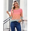 Zeagoo Womens Tops 3/4 Sleeve Blouses Dressy Casual Shirt Pleated Tunic(Gradient Blue Pink 218)