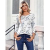 Zeagoo Womens Tops 3/4 Sleeve Blouses Dressy Casual Shirt Pleated Tunic(Leaf White 113)