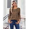 Zeagoo Womens Tops 3/4 Sleeve Blouses Dressy Casual Shirt Pleated Tunic(Leopard Brown 136)