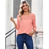 Zeagoo Womens Tops 3/4 Sleeve Blouses Dressy Casual Shirt Pleated Tunic(Pink)