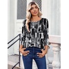 Zeagoo Womens Tops 3/4 Sleeve Blouses Dressy Casual Shirt Pleated Tunic(Printed Black White 332)