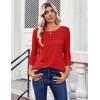 Zeagoo Womens Tops 3/4 Sleeve Blouses Dressy Casual Shirt Pleated Tunic(Red)