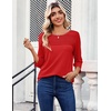 Zeagoo Womens Tops 3/4 Sleeve Blouses Dressy Casual Shirt Pleated Tunic(Red)