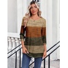 Zeagoo Womens Tops 3/4 Sleeve Blouses Dressy Casual Shirt Pleated Tunic(Stripes Brown 398)