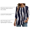 Zeagoo Womens Tops 3/4 Sleeve Blouses Dressy Casual Shirt Pleated Tunic(Stripes Navy White 327)