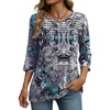 Zeagoo Womens Tops 3/4 Sleeve Blouses Dressy Casual Shirt Pleated Tunic(Bobo Blue 906)