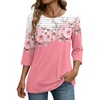 Zeagoo Womens Tops 3/4 Sleeve Blouses Dressy Casual Shirt Pleated Tunic(Floral Pink 122)
