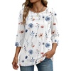 Zeagoo Womens Tops 3/4 Sleeve Blouses Dressy Casual Shirt Pleated Tunic(Floral White 290)