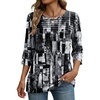 Zeagoo Womens Tops 3/4 Sleeve Blouses Dressy Casual Shirt Pleated Tunic(Printed Black White 332)