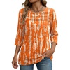 Zeagoo Womens Tops 3/4 Sleeve Blouses Dressy Casual Shirt Pleated Tunic(Tie-dry 466)