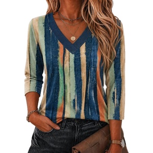 Zeagoo 3/4 Sleeve Womens Top V Neck Shirt Casual Blouse Basic Tshirts S-2XL(Cx289)