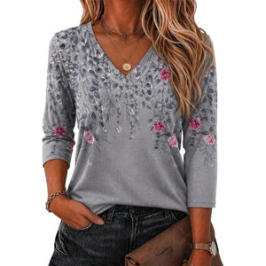 Zeagoo 3/4 Sleeve Womens Top V Neck Shirt Casual Blouse Basic Tshirts S-2XL(Hf36)