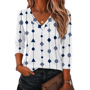 Zeagoo 3/4 Sleeve Womens Top V Neck Shirt Casual Blouse Basic Tshirts S-2XL(Jh599)