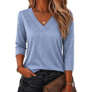 Zeagoo 3/4 Sleeve Womens Top V Neck Shirt Casual Blouse Basic Tshirts S-2XL(Tz273)