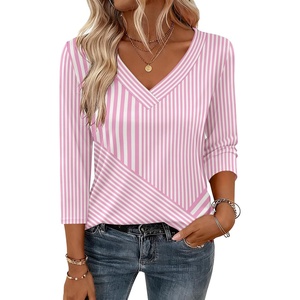 Zeagoo 3/4 Sleeve Womens Top V Neck Shirt Casual Blouse Basic Tshirts S-2XL(Tz300)