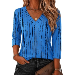 Zeagoo 3/4 Sleeve Womens Top V Neck Shirt Casual Blouse Basic Tshirts S-2XL(Zr459)