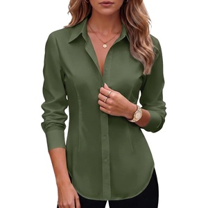Zeagoo Women’s Button Down Shirts Long Sleeve Business Casual Blouses Tops(Army Green)