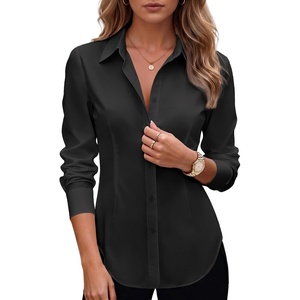 Zeagoo Women’s Button Down Shirts Long Sleeve Business Casual Blouses Tops(Black)