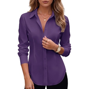 Zeagoo Women’s Button Down Shirts Long Sleeve Business Casual Blouses Tops(Purple)