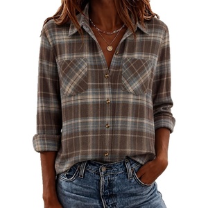 Zeagoo Womens Flannel Plaid Shirts Long Sleeve Button Down Tops Work Blouse(Chocolate Brown Plaid)