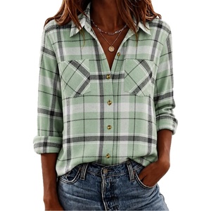 Zeagoo Womens Flannel Plaid Shirts Long Sleeve Button Down Tops Work Blouse(Green Plaid)